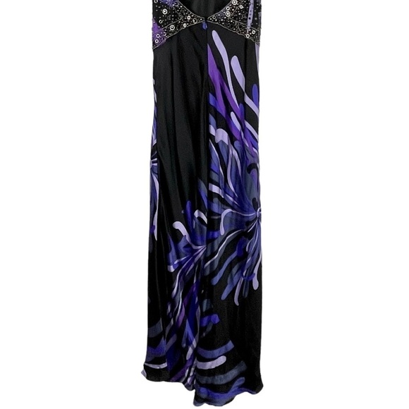 SUE WONG Y2K SILK PLUNGE HALTER STUDDED FLORAL SEXY CUTOUT FORMAL GOWN DRESS - Picture 14 of 16